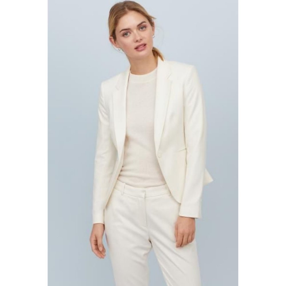 H&M Blazer Boyfriend Career Classic Minimalist Cream 12